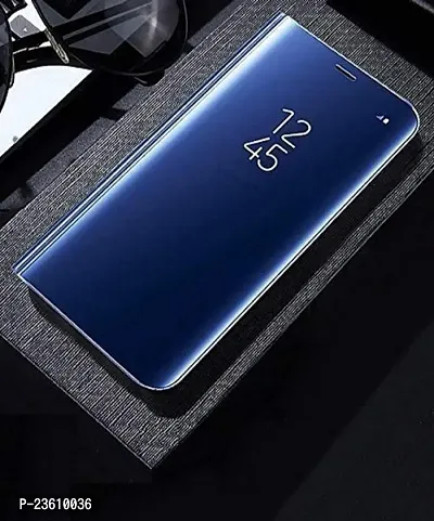 Mirror Flip Cover Semi Clear View Smart Cover Phone S-View Clear, Kickstand FLIP Case for Oppo F9 PRO Blue-thumb3