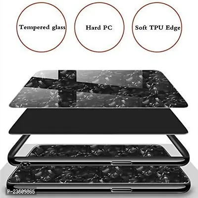 Coverskart Luxurious Marble Pattern Bling Shell Back Glass Case Cover with Soft TPU Bumper for Samsung Galaxy M30s, (Black)-thumb3