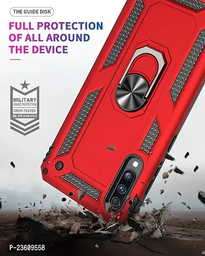 AEMA? Luxury Dual Layer Hybrid Shockproof Armor Defender Case with 360 Degree Metal Rotating Finger Ring Holder Kickstand for (VIVO S1, Red)-thumb2