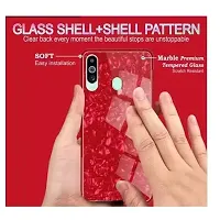 Coverskart Back Cover for Samsung M40 Marble Cover Case, Marble Pattern Anti Scratch Toughened Glass Back Case with Electroplated TPU Bumper Back Case (Red)-thumb2