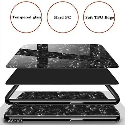 Coverskart Luxurious Marble Pattern Bling Shell Back Glass Case Cover with Soft TPU Bumper for Samsung Galaxy A30 / A20, (Black)-thumb4