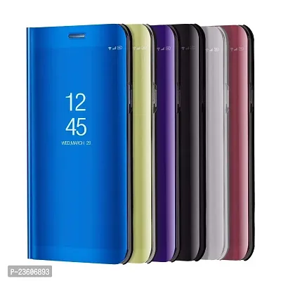 Mirror Flip Cover Semi Clear View Smart Cover Phone S-View Clear, Kickstand FLIP Case for Samsung Galaxy J7 MAX Blue-thumb4