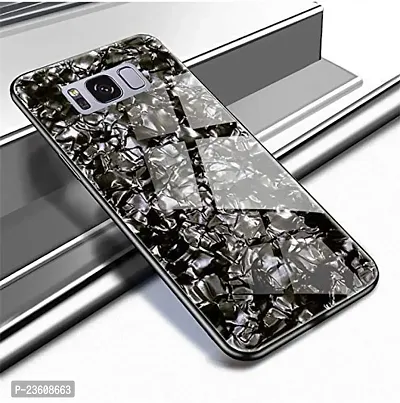 Coverskart Luxurious Marble Pattern Bling Shell Back Glass Case Cover with Soft TPU Bumper for Samsung Galaxy S8 (Black)