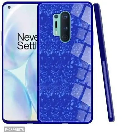 Coverskart for One Plus 8 Pro Luxurious Marble Pattern Bling Shell Back Glass Case Cover with Soft TPU Bumper for One Plus 8 Pro,(Blue)