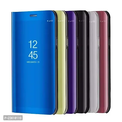 Mirror Flip Cover Semi Clear View Smart Cover Phone S-View Clear, Kickstand FLIP Case for Oppo F9 PRO Black-thumb4