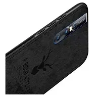 Coverskart (TM) Deer Cloth Canvas Texture Fabric Leather Case for VIVO V15 PRO (Black)-thumb1