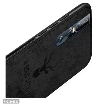 Coverskart (TM) Deer Cloth Canvas Texture Fabric Leather Case for VIVO V15 PRO (Black)-thumb2