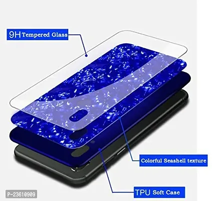 Coverskart Luxurious Marble Pattern Bling Shell Back Glass Case Cover with Soft TPU Bumper for Xiaomi Redmi Note 6pro, (Blue)-thumb5