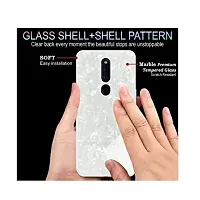 Coverskart Luxurious Marble Pattern Bling Shell Back Glass Case Cover with Soft TPU Bumper for (Oppo F11pro, White)-thumb3