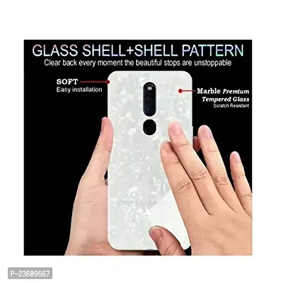 Coverskart Luxurious Marble Pattern Bling Shell Back Glass Case Cover with Soft TPU Bumper for (Oppo F11pro, White)-thumb4