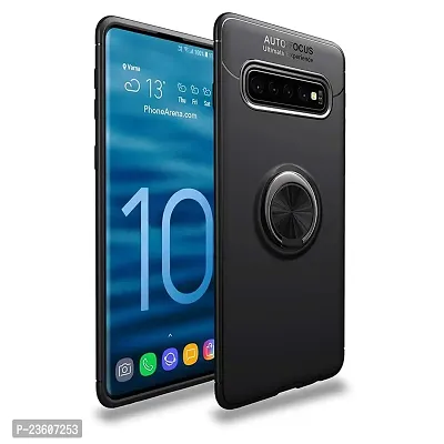 Coverskart? Shock Proof Sleek Rubberized AutoFocus with Beautiful Shockproof Ring Holder Stand Magnetic Aluminum Metal Case Cover Back Cover for Samsung Galaxy S10 (Black)