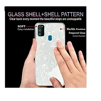 Coverskart Back Cover for Honor 9A Marble Cover Case, Marble Pattern Anti Scratch Toughened Glass Back Case with Electroplated TPU Bumper Back Case (White)-thumb2