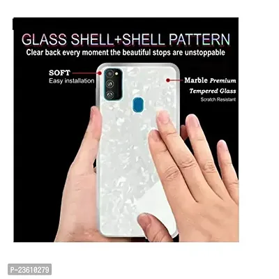 Coverskart Back Cover for Honor 9A Marble Cover Case, Marble Pattern Anti Scratch Toughened Glass Back Case with Electroplated TPU Bumper Back Case (White)-thumb3