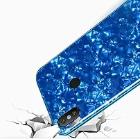 Coverskart Luxurious Marble Pattern Bling Shell Back Glass Case Cover with Soft TPU Bumper for Xiaomi Redmi Note 6pro, (Blue)-thumb1