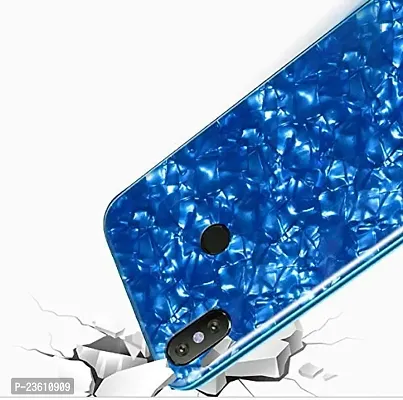 Coverskart Luxurious Marble Pattern Bling Shell Back Glass Case Cover with Soft TPU Bumper for Xiaomi Redmi Note 6pro, (Blue)-thumb2