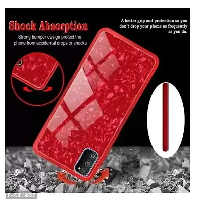 Coverskart Back Cover for Oppo A31 Marble Cover Case, Marble Pattern Anti Scratch Toughened Glass Back Case with Electroplated TPU Bumper Back Case (Red)-thumb3