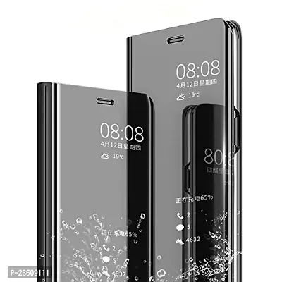 Coverskart Mirror Flip Cover Semi Clear View Smart Cover Phone S-View Clear, Mirror FLIP Case for Samsung Galaxy A50s (Sensor flip is not Working) (Black)