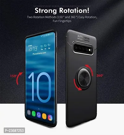 Coverskart? Shock Proof Sleek Rubberized AutoFocus with Beautiful Shockproof Ring Holder Stand Magnetic Aluminum Metal Case Cover Back Cover for Samsung Galaxy S10 (Black)-thumb3