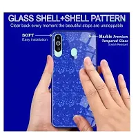 Coverskart Back Cover for Samsung M40 Marble Cover Case, Marble Pattern Anti Scratch Toughened Glass Back Case with Electroplated TPU Bumper Back Case (Blue)-thumb2