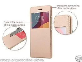 AEMA(TM) XIAOMI REDMI Note 4 Quick SVIEW Window Flip Leather Finish Textured Case Cover Gold-thumb3