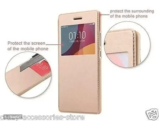 AEMA(TM) XIAOMI REDMI Note 4 Quick SVIEW Window Flip Leather Finish Textured Case Cover Gold-thumb4