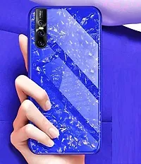 Coverskart Luxurious Marble Pattern Bling Shell Back Glass Case Cover with Soft TPU Bumper for Vivo V15pro, (Blue)-thumb2