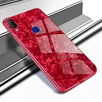 Coverskart Luxurious Marble Pattern Bling Shell Back Glass Case Cover with Soft TPU Bumper for Xiaomi Redmi 7, (Red)-thumb2