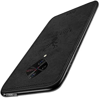 Coverskart (TM) for Vivo S1 Pro Deer Cloth Canvas Texture Fabric Leather Case for (Vivo S1 Pro, Black)-thumb2