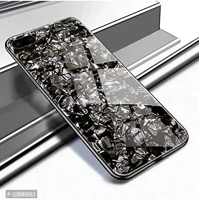 Coverskart Luxurious Marble Pattern Bling Shell Back Glass Case Cover with Soft TPU Bumper for (iPhone 7 Plus Black)