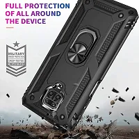 AEMA? Xiaomi Redmi Note 9 Pro Max Luxury Dual Layer Hybrid Shockproof Armor Defender Case with 360 Degree Metal Rotating Finger Ring Holder Kickstand for (Black)-thumb1