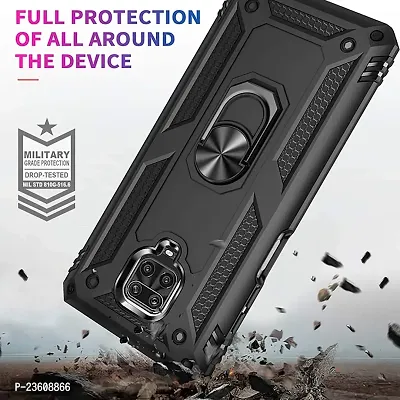 AEMA? Xiaomi Redmi Note 9 Pro Max Luxury Dual Layer Hybrid Shockproof Armor Defender Case with 360 Degree Metal Rotating Finger Ring Holder Kickstand for (Black)-thumb2