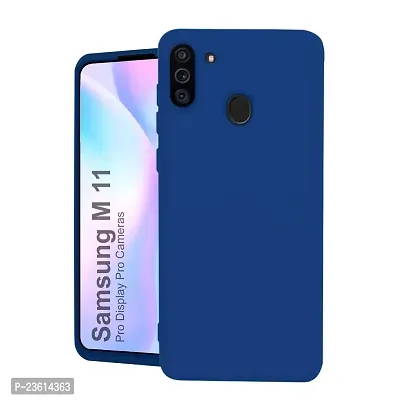 CoversKart Compatible with Samsung Galaxy M11 Ultra Slim Soft Silicone Back Cover | Inner Microfiber | CameraRtection Back Case (Blue)