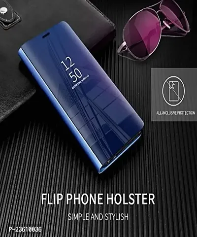 Mirror Flip Cover Semi Clear View Smart Cover Phone S-View Clear, Kickstand FLIP Case for Oppo F9 PRO Blue-thumb2
