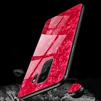 Coverskart Luxurious Marble Pattern Bling Shell Back Glass Case Cover with Soft TPU Bumper for Samsung Galaxy S9plus, (Red)-thumb1