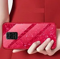 Coverskart for Xiaomi Redmi Note 9 Pro/Xiaomi Redmi Note 9 Pro Max Luxurious Marble Pattern Bling Shell Back Glass Case Cover with Soft TPU Bumper for (Red)-thumb1