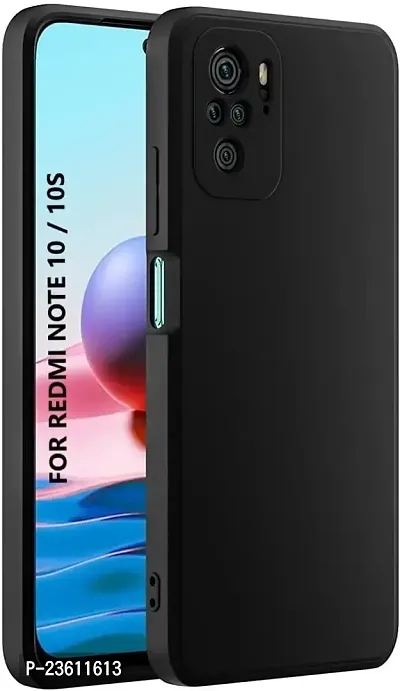 CoversKart Compatible with Redmi Note 10 / Redmi Note 10S Ultra Slim Soft Silicone Back Cover | Inner Microfiber | Camera Protection Back Case (Black)-thumb0