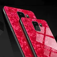 Coverskart Luxurious Marble Pattern Bling Shell Back Glass Case Cover with Soft TPU Bumper for Samsung Galaxy S9plus, (Red)-thumb3