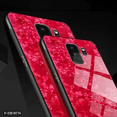 Coverskart Luxurious Marble Pattern Bling Shell Back Glass Case Cover with Soft TPU Bumper for Samsung Galaxy S9plus, (Red)-thumb4