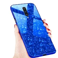 Coverskart for One Plus 8 / One Plus 8 Luxurious Marble Pattern Bling Shell Back Glass Case Cover with Soft TPU Bumper (Blue)-thumb1