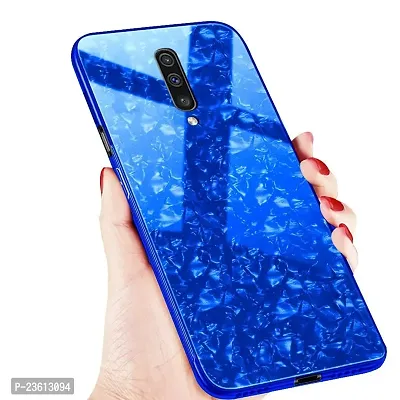 Coverskart for One Plus 8 / One Plus 8 Luxurious Marble Pattern Bling Shell Back Glass Case Cover with Soft TPU Bumper (Blue)-thumb2