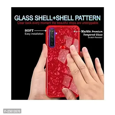 Coverskart One Plus Nord / 1+NORD Luxurious Marble Pattern Bling Shell Back Glass Case Cover with Soft TPU Bumper (Red)-thumb3