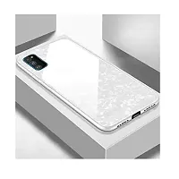 Coverskart Luxurious Marble Pattern Bling Shell Back Glass Case Cover with Soft TPU Bumper for Samsung Galaxy S20, (White)-thumb4