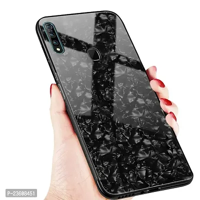 Coverskart Luxurious Marble Pattern Bling Shell Back Glass Case Cover with Soft TPU Bumper for Vivo Z1pro, (Black)-thumb3