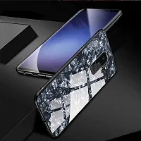 Coverskart Luxurious Marble Pattern Bling Shell Back Glass Case Cover with Soft TPU Bumper for Samsung Galaxy S9, (Black)-thumb2