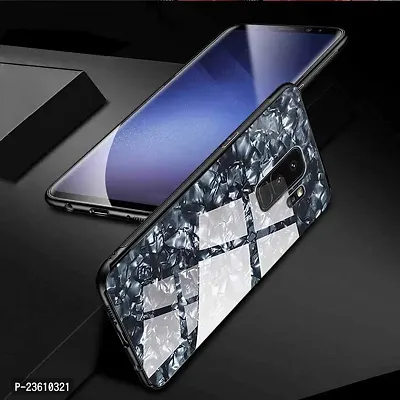 Coverskart Luxurious Marble Pattern Bling Shell Back Glass Case Cover with Soft TPU Bumper for Samsung Galaxy S9, (Black)-thumb3