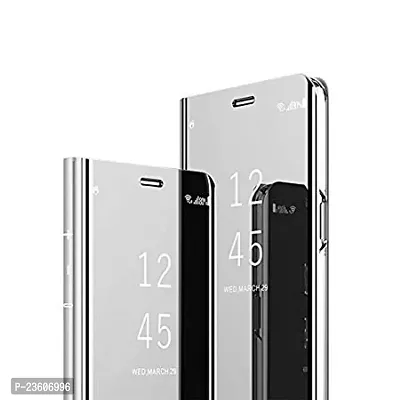 Coverskart Mirror Flip Cover Semi Clear View Smart Cover Phone S-View Clear, Kickstand FLIP Case for Samsung Galaxy A9 (2018) (Sensor flip is not Working) (Black)