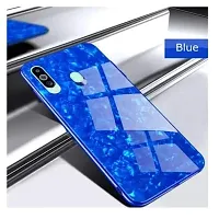 Coverskart Back Cover for Samsung M40 Marble Cover Case, Marble Pattern Anti Scratch Toughened Glass Back Case with Electroplated TPU Bumper Back Case (Blue)-thumb1