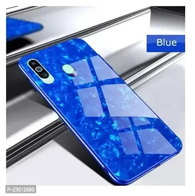 Coverskart Back Cover for Samsung M40 Marble Cover Case, Marble Pattern Anti Scratch Toughened Glass Back Case with Electroplated TPU Bumper Back Case (Blue)-thumb2