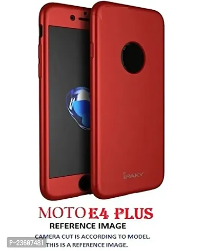 AEMA (TM) Original 100% 360 Degree Motorola E4 Plus Front Back Cover Case with Tempered RED