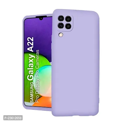 CoversKart Compatible with Samsung Galaxy A22 Ultra Slim Soft Silicone Back Cover | Inner Microfiber | CameraRtection Back Case (Lightpurple)-thumb0
